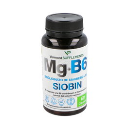 VERMONT SUPPLEMENTS Mg+B6 Siobin Bisglicinato De Magnesio+B6 60Cápsulas para el Sistema Nervioso