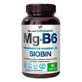 VERMONT SUPPLEMENTS Mg+B6 Siobin Bisglicinato De Magnesio+B6 60Cápsulas para el Sistema Nervioso