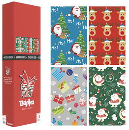 BASIKA Papel de Regalo Rollo Navidad Infantil 1x3 m (Caja de 40) de 60g