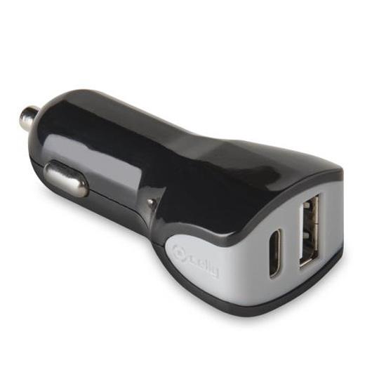 Celly Cargador De Coche 1 Usb - 1 Usb-C 17 W Negro Celly Cargador De Coche 1 Usb - 1 Usb-C 17 W Negro