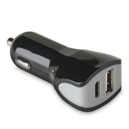 Celly Cargador de Coche 1 USB y 1 USB-C 17W Negro