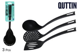 Inde Set 3 Utensilios de Nylon Negro - 33.8 cm (12 Cajas)