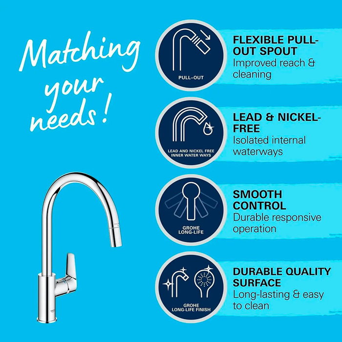 Grohe Grifo monomando de cocina Start edge con caño alto extraíble