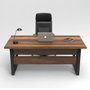 Hanah Home Mn01-Ba Mesa de Estudio Nogal 180cm x 73cm x 90cm Tablero Melamina Patas Metal
