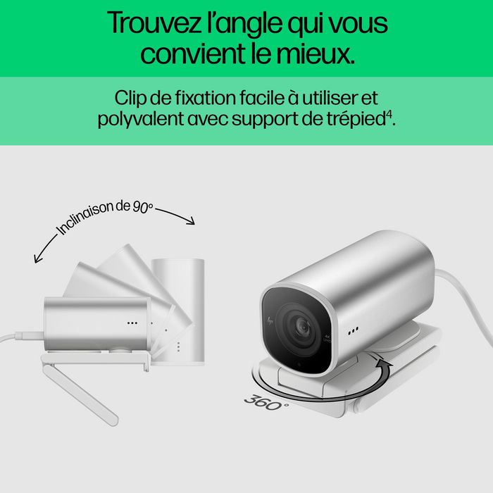 HP 960 Webcam de Streaming 4K para Videollamadas y Contenido en Vivo con Ajustes Automáticos