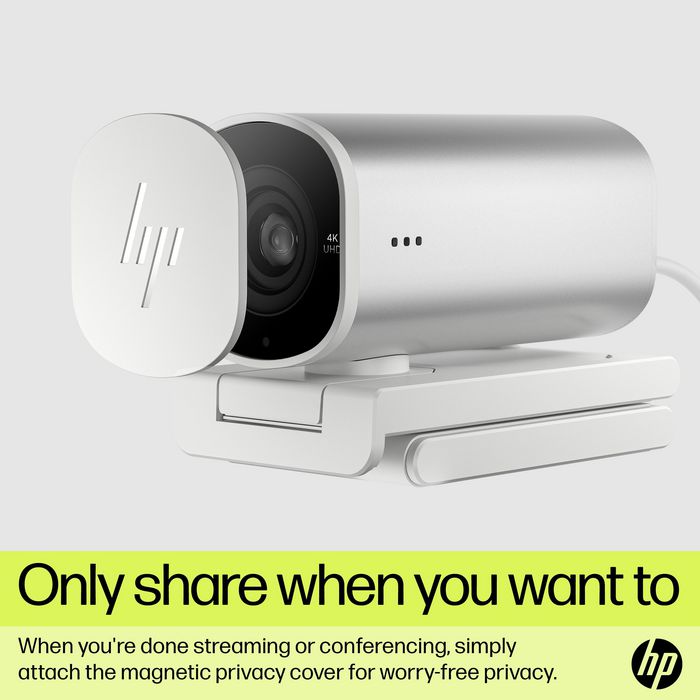 HP 960 Webcam de Streaming 4K para Videollamadas y Contenido en Vivo con Ajustes Automáticos