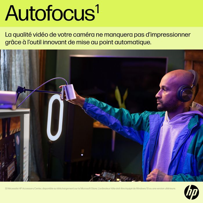 HP 960 Webcam de Streaming 4K para Videollamadas y Contenido en Vivo con Ajustes Automáticos