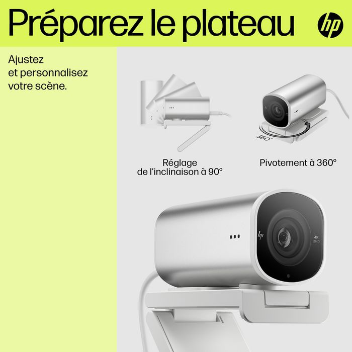 HP 960 Webcam de Streaming 4K para Videollamadas y Contenido en Vivo con Ajustes Automáticos