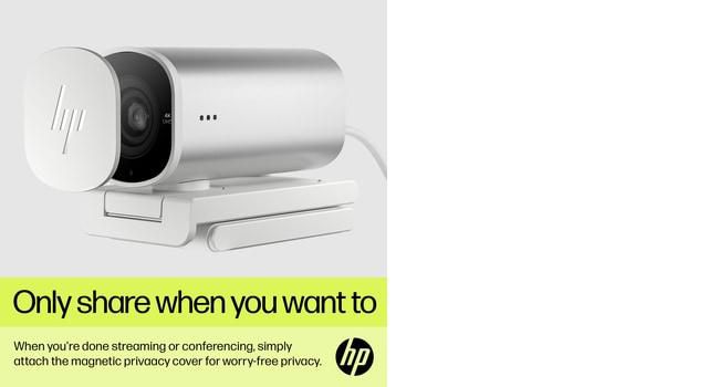 HP 960 Webcam de Streaming 4K para Videollamadas y Contenido en Vivo con Ajustes Automáticos