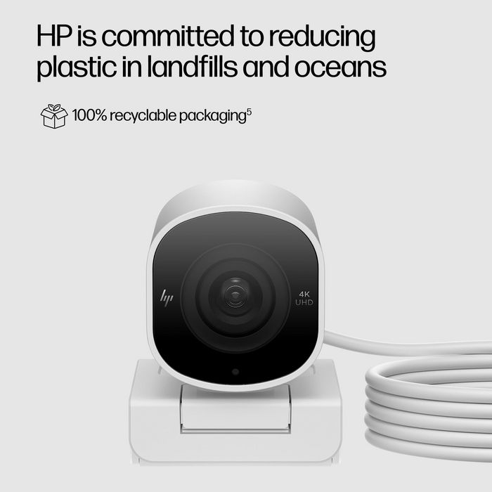 HP 960 Webcam de Streaming 4K para Videollamadas y Contenido en Vivo con Ajustes Automáticos