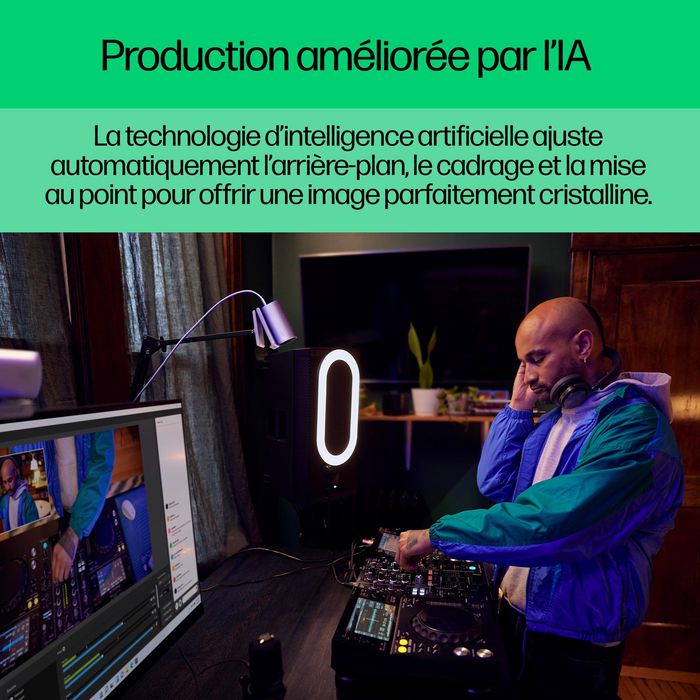 HP 960 Webcam de Streaming 4K para Videollamadas y Contenido en Vivo con Ajustes Automáticos