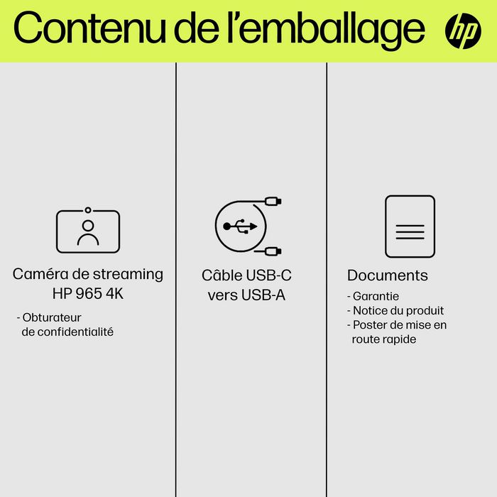 HP 960 Webcam de Streaming 4K para Videollamadas y Contenido en Vivo con Ajustes Automáticos