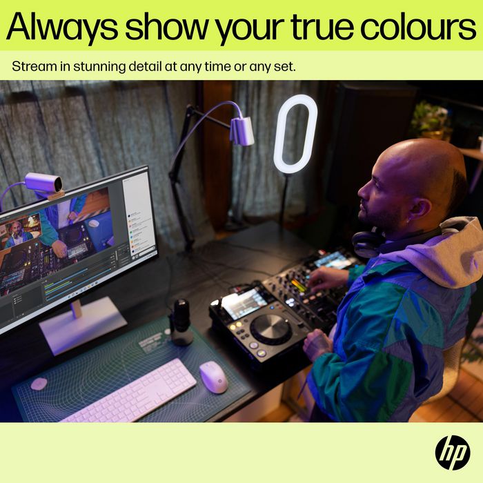 HP 960 Webcam de Streaming 4K para Videollamadas y Contenido en Vivo con Ajustes Automáticos