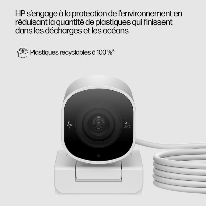 HP 960 Webcam de Streaming 4K para Videollamadas y Contenido en Vivo con Ajustes Automáticos