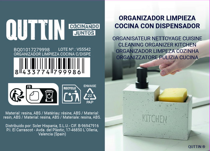 Quttin Organizador de Limpieza Cocina con Dispenser