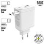 muvit for change cargador de pared Retráctil Tipo C PD 30W blanco
