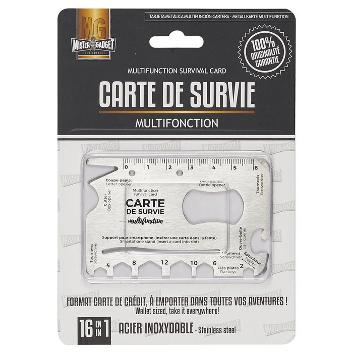 Mister Gadget Carta Metálica Multifunción 16 en 1 - Herramienta Acero Inoxidable Mister Gadget Carta Metálica Multifunción 16 en 1 - Herramienta Acero Inoxidable