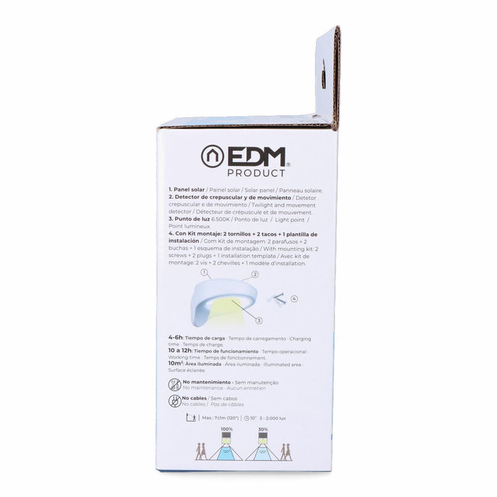 Edm Aplique Solar Blanco 2W 200lm 6500K con Sensor Edm Aplique Solar Blanco 2W 200lm 6500K con Sensor