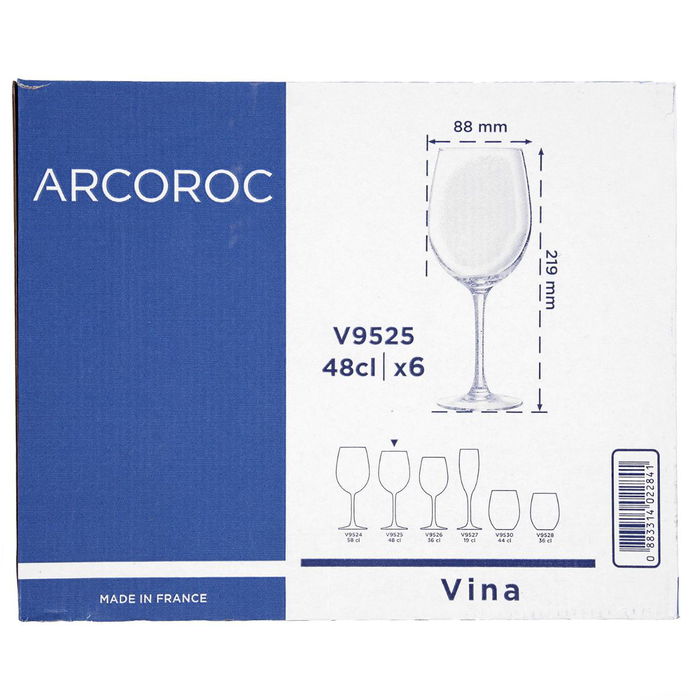 Caja 6 Copas Vino Vidrio Eco Vina Arcoroc 48 cL