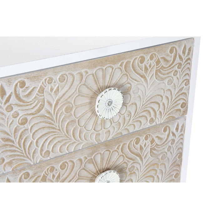 Cómoda DKD Home Decor 100 x 42 x 80 cm Abeto Blanco Plástico Marrón claro Mandala Indio
