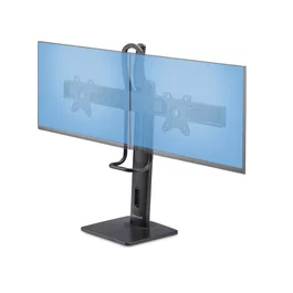 StarTech.com 2MC1S-MONITOR-STAND Soporte para Doble Monitor de 27" con Ajuste de Altura, Base Giratoria, Compatibilidad VESA 100x100, Gestión de Cables y Color Negro