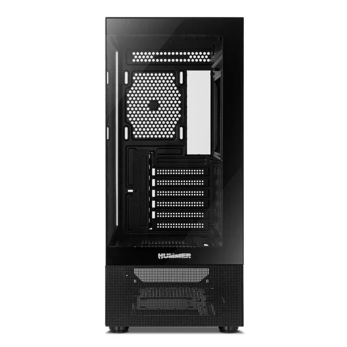 NOX Caja Semitorre Hummer Vision Negra, Midi Tower ATX con Doble Cristal Templado, USB 3.0, Compatible con Gráficas 300mm y Refrigeración Líquida 240mm, Color Negro