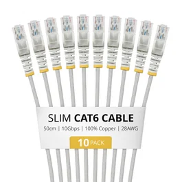 StarTech.com Paquete de 10 Cables Ethernet Cat6 Slim 50cm Gris