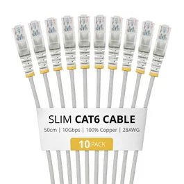 StarTech.com Paquete de 10 Cables de Red CAT6 Slim 50cm Gris Snagless