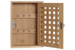 DKD Home Decor Guardallaves Básico Natural Bambú Metal 6 x 27 x 19 cm