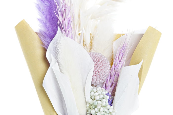 DKD Home Decor Ramo de Flores Secas Surtido de 2 Colores Blanco y Lila