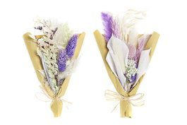 DKD Home Decor Ramo de Flores Secas Surtido de 2 Colores Blanco y Lila