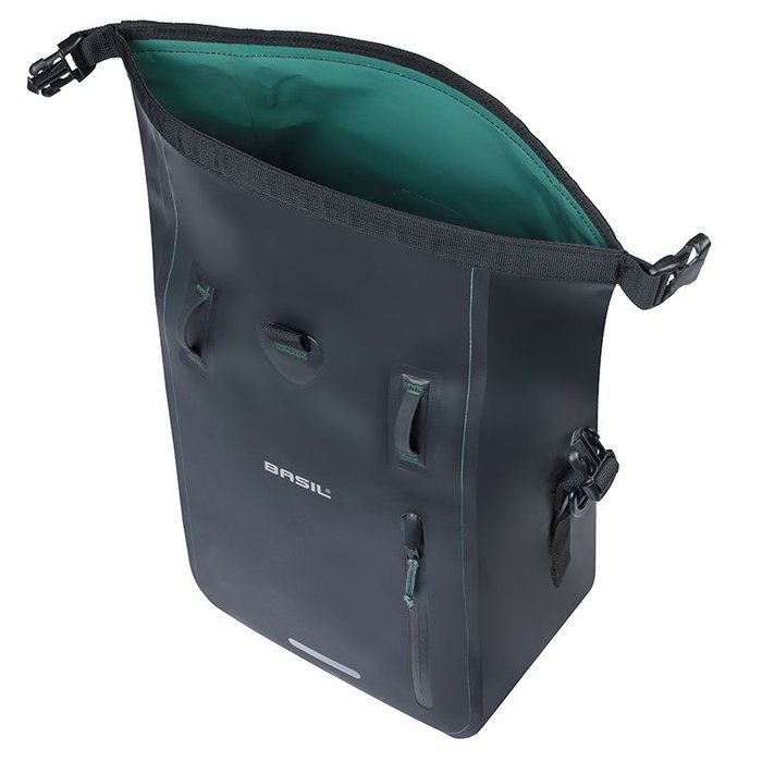 Basil Bolsa Rivo M, Impermeable, 15L con Cierre Rolltop y Bandolera Desmontable para Bicicleta