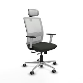 PIQUERAS Y CRESPO Silla de oficina Haches con mecanismo Sincro/Traslack, Negro y Blanco