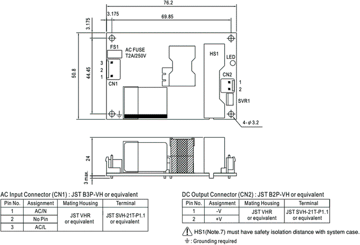 MEAN WELL EPS-35 Alimentador de impulso abierto 36W 24V DC