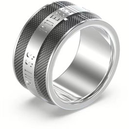 Guess JUMR03209JWSTBK62 Anillo Legacy para Hombre en Acero Inoxidable Gris