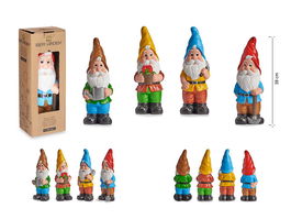 Ibergarden Enano de Jardín en Cerámica de 38 cm, Colores Vivos Surtidos, Material Cerámica, Dimensiones 14x38x11 cm (Set de 8)