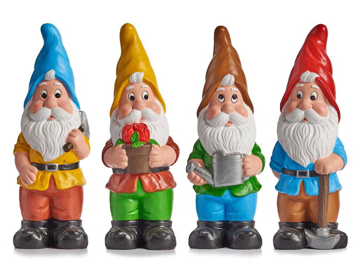 Ibergarden Enano de Jardín en Cerámica de 38 cm, Colores Vivos Surtidos, Material Cerámica, Dimensiones 14x38x11 cm (Set de 8)