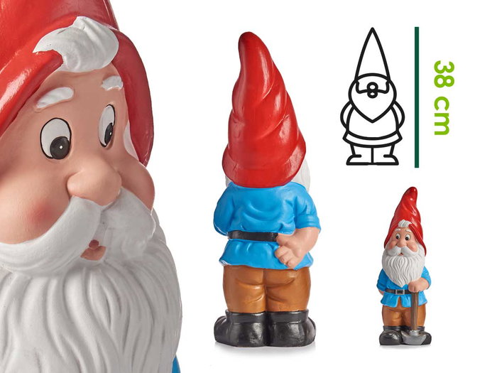 Ibergarden Enano de Jardín en Cerámica de 38 cm, Colores Vivos Surtidos, Material Cerámica, Dimensiones 14x38x11 cm (Set de 8)