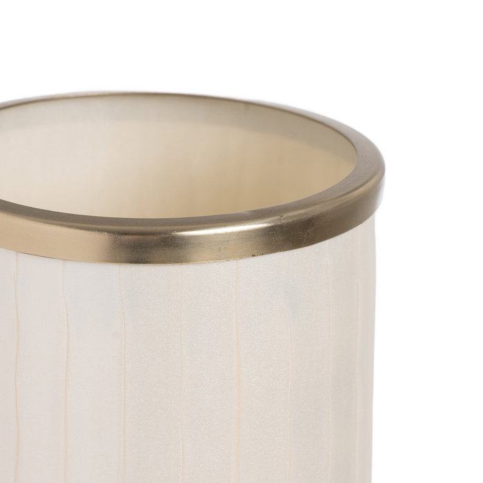 Jarrón Blanco Metal-Cristal Decoración 12,50 X 12,50 X 47 cm