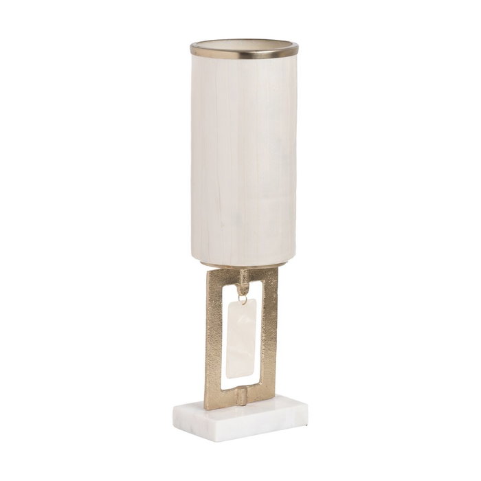 Ixia Jarrón Blanco Metal-Cristal Decoración 12,50 x 12,50 x 47 cm Ixia Jarrón Blanco Metal-Cristal Decoración 12,50 x 12,50 x 47 cm