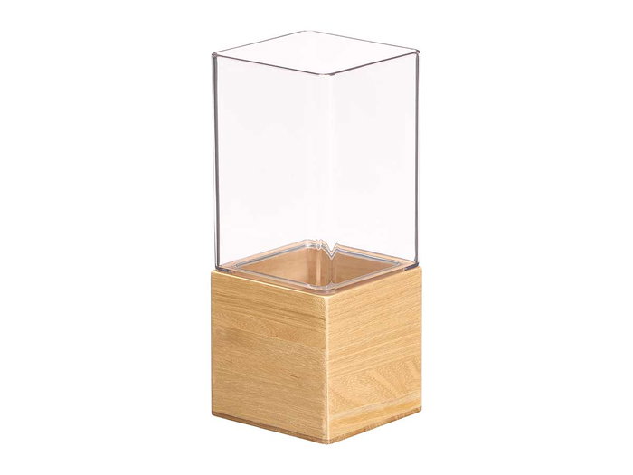 GIFTDECOR Jarrón Acrílico Cuadrado con Base de Madera 10x10x25cm GIFTDECOR Jarrón Acrílico Cuadrado con Base de Madera 10x10x25cm