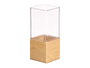 GIFTDECOR Jarrón Acrílico Cuadrado con Base de Madera 10x10x25cm