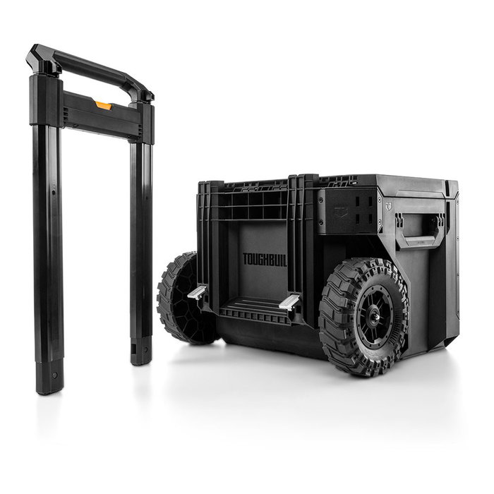 Toughbuilt Caja de Herramientas con Ruedas Stacktech, 53 x 40.5 x 40 cm, Mango Telescópico, 2 Ruedas Todo Terreno, Capacidad 113 kg, Modular y Apilable, IP65, Polímero y Acero