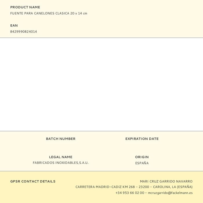 Fackelmann Profesional Food & more Fuente para canelones clasica de barro 20 x 14 cm