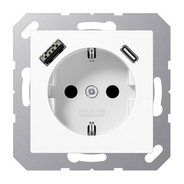 Jung A1520-15CAWW Toma de corriente SCHUKO con USB Tipo AC