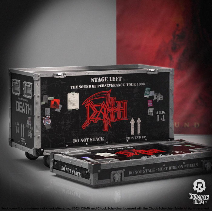 Death Estatua Rock Ikonz On Tour Road Case & Telón de fondo del escenario The Sound of Perseverance Tour 1998