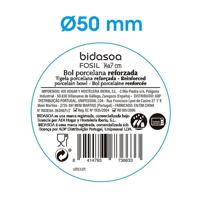Bol Irregular Porcelana Fosil Bidasoa 14x13,9x6,8 cm (36 Unidades)