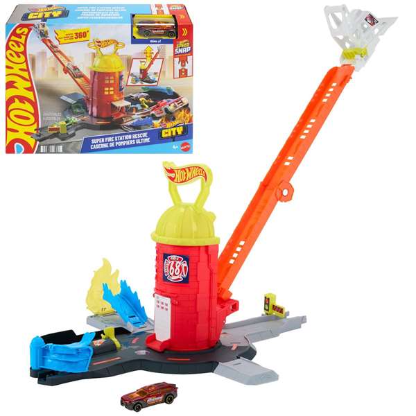Mattel Hot Wheels City Estation de Bomberos - Coche de bomberos de juguete para niños a partir de 3 años (Juguete en español)