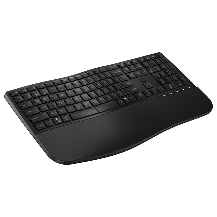 HP 685 Teclado Comfort Dual-Mode Inalámbrico RF Wireless + Bluetooth Completo Negro con Descansa Muñecas para Oficina