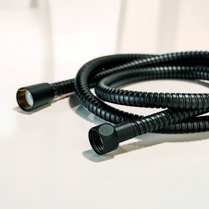 Wenko Flexo de ducha de acero inoxidable 150 cm negro